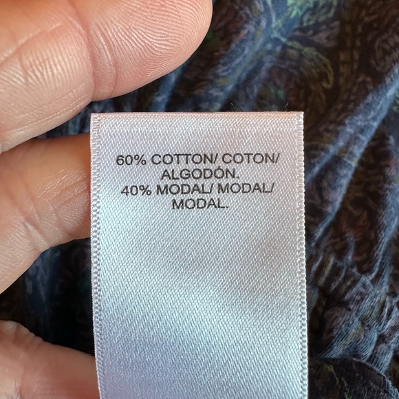 Lucky Brand Paisley Floral Blue Short Sleeve Top - Picture 11 of 13